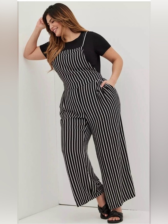 torrid Pants - Torrid NWT Black and White Vertical Stripe Wide-Leg Jumpsuit